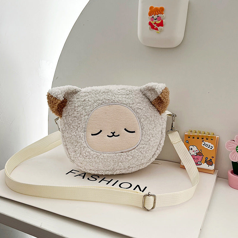 Cartoon plush small bag round embroidered teddy bear bag