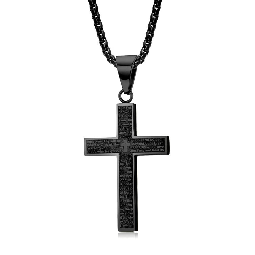 Scripture Cross Pendant Titanium Steel Necklace