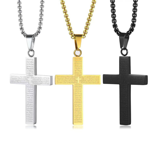 Scripture Cross Pendant Titanium Steel Necklace