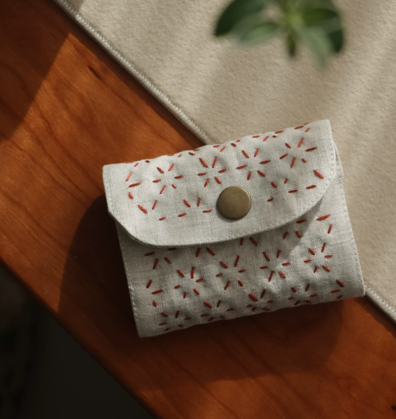 Accordion Coin Purse Handmade Embroidered Vintage Artistic