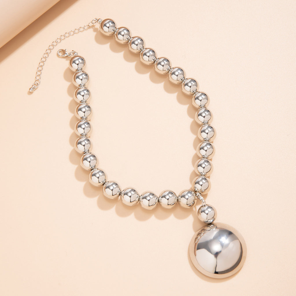 Exaggerated Geometry Cyber Style Bead Necklace Jewelry Simple Bead Neck Chain Choker Female
