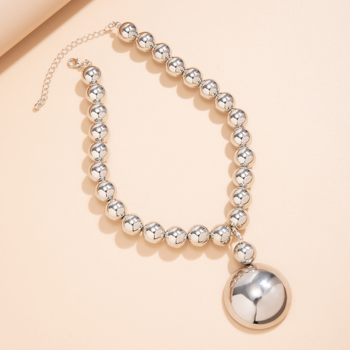 Exaggerated Geometry Cyber Style Bead Necklace Jewelry Simple Bead Neck Chain Choker Female