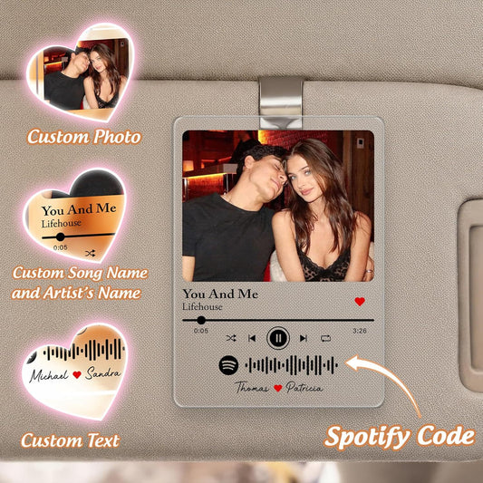 Acrylic Car Sun Visor DIY Photo Couple Car Ornament Rearview Mirror Hanging Decor Personalized Creative Gift