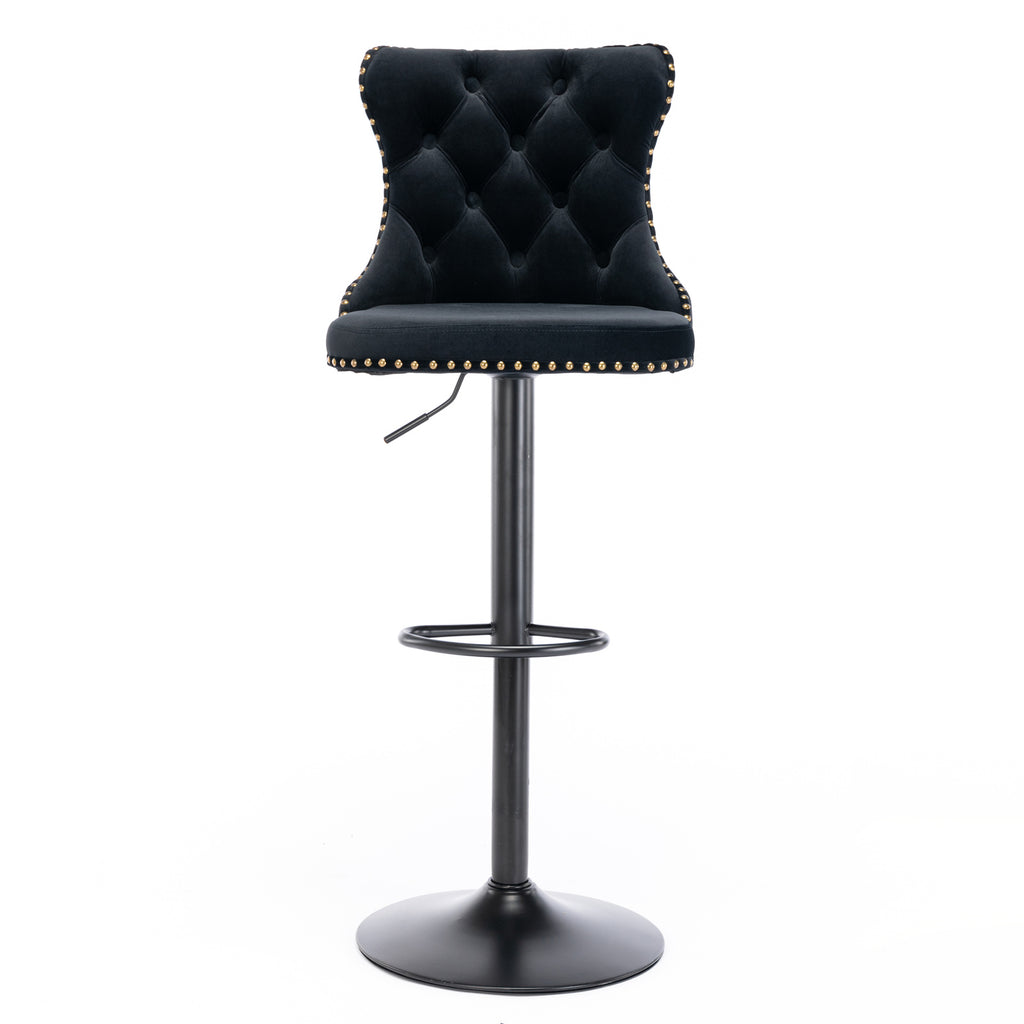 Black,Set of 225-33 Inch,17.7 inch base, Modern Upholstered Bar Stools with Backs Comfortable Tufted for Home Pub and Kitchen