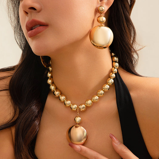 Exaggerated Geometry Cyber Style Bead Necklace Jewelry Simple Bead Neck Chain Choker Female