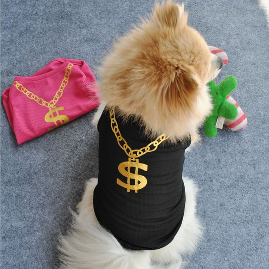 Pet Clothes Vest Dogs Tshirts Dollar Sign Clothing Wedding Clothes Gold Pet Products Dog