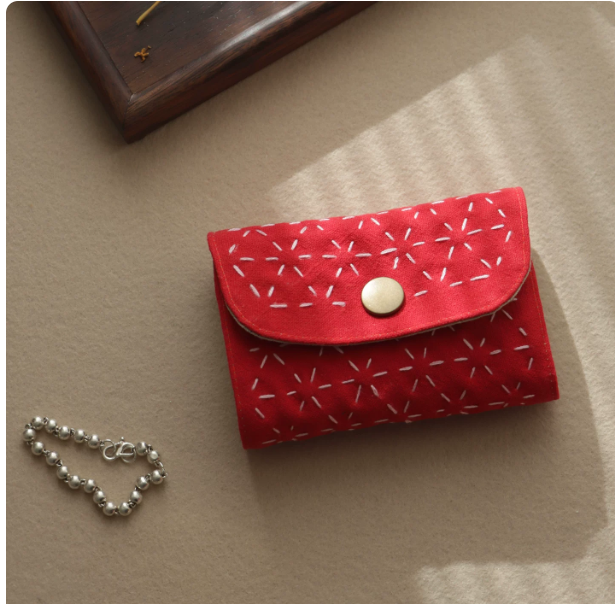 Accordion Coin Purse Handmade Embroidered Vintage Artistic