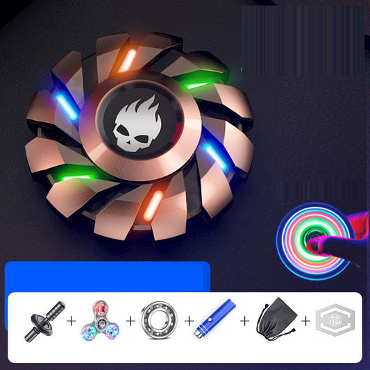 Luminous Fingertip Gyro Metal Advanced Finger Decompression and Decompression Luminous Children's Toy Black Technology Blue Magi