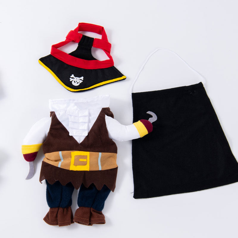 Pet clothes are funny take a knife transform into a pet dog Halloween pet