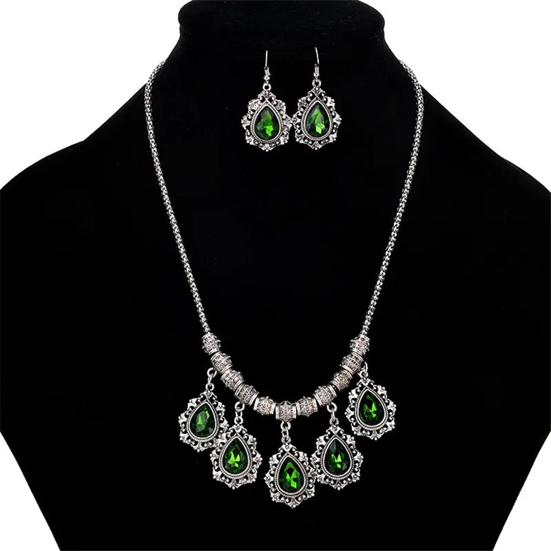 Trendy Jewelry for Women Luxurious Accessories Temperament Water Droplets Jewelry Set Choker Necklace and Earrings