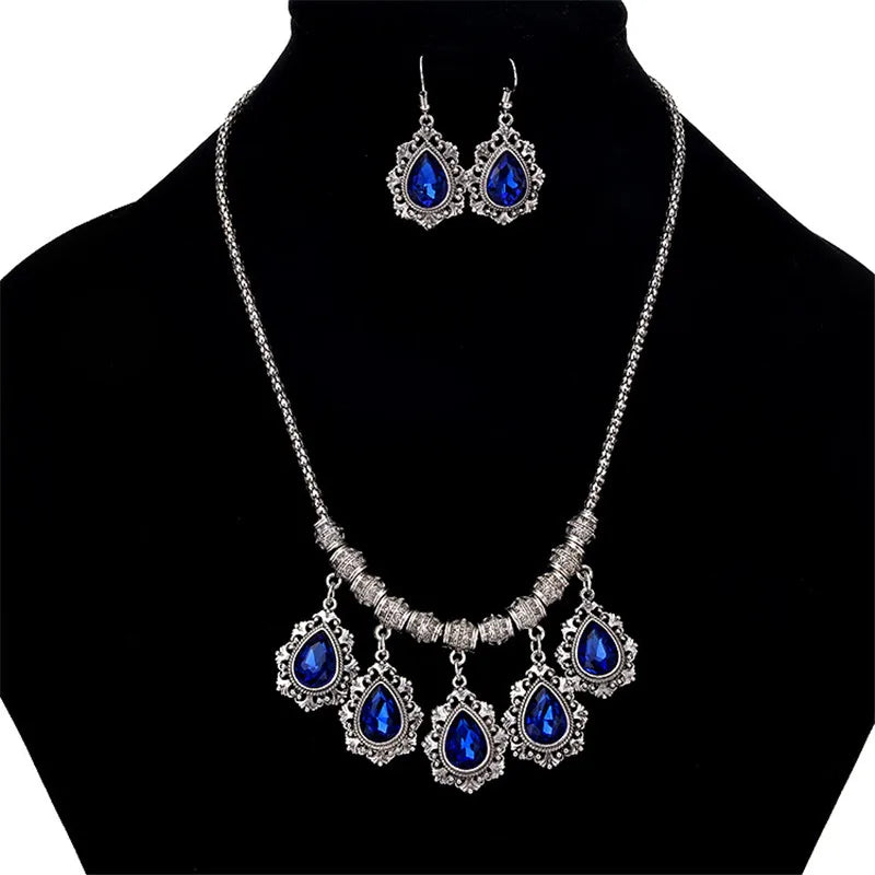 Trendy Jewelry for Women Luxurious Accessories Temperament Water Droplets Jewelry Set Choker Necklace and Earrings