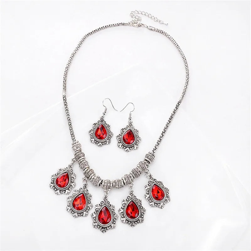 Trendy Jewelry for Women Luxurious Accessories Temperament Water Droplets Jewelry Set Choker Necklace and Earrings