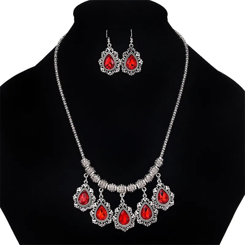Trendy Jewelry for Women Luxurious Accessories Temperament Water Droplets Jewelry Set Choker Necklace and Earrings