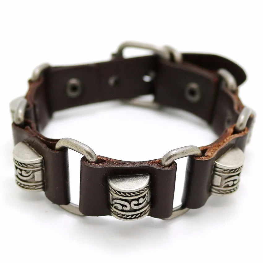 2018 New Accessories For Men And Women  Retro Casual leather Bracelet Men Fashion Punk Bracelet Bracelet