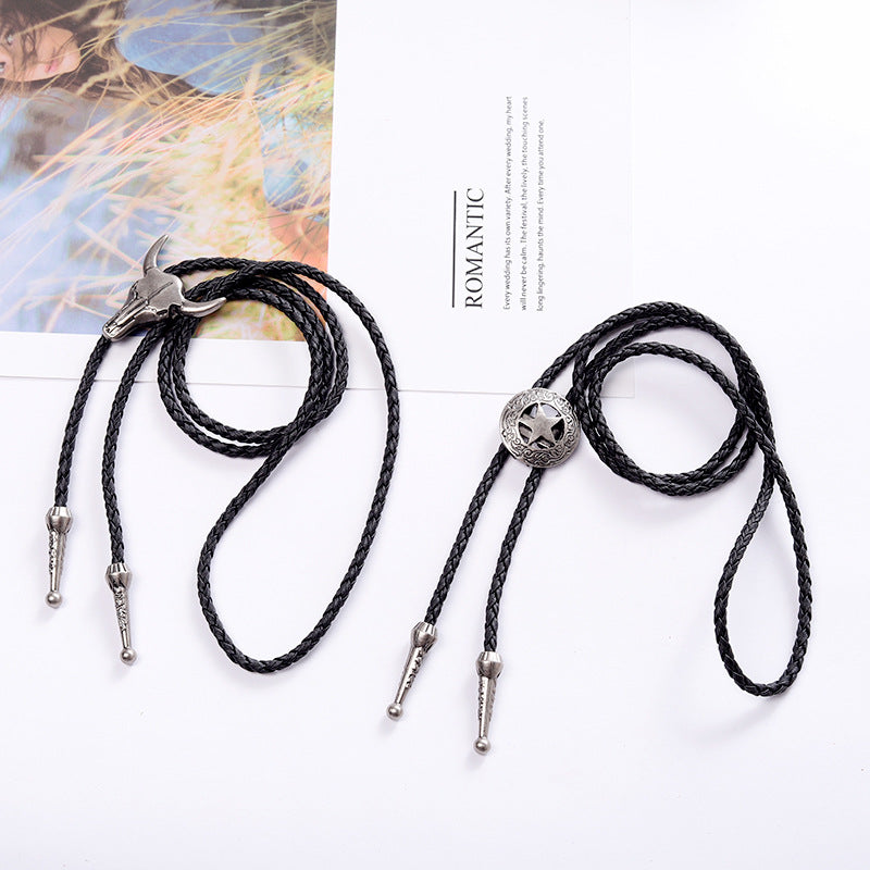 Men Accessories Pendant Long Sweater Chain Tie Leather Rope Men Women Couple Necklace Angel Wings Bolo Tie Ties for Men Gifts