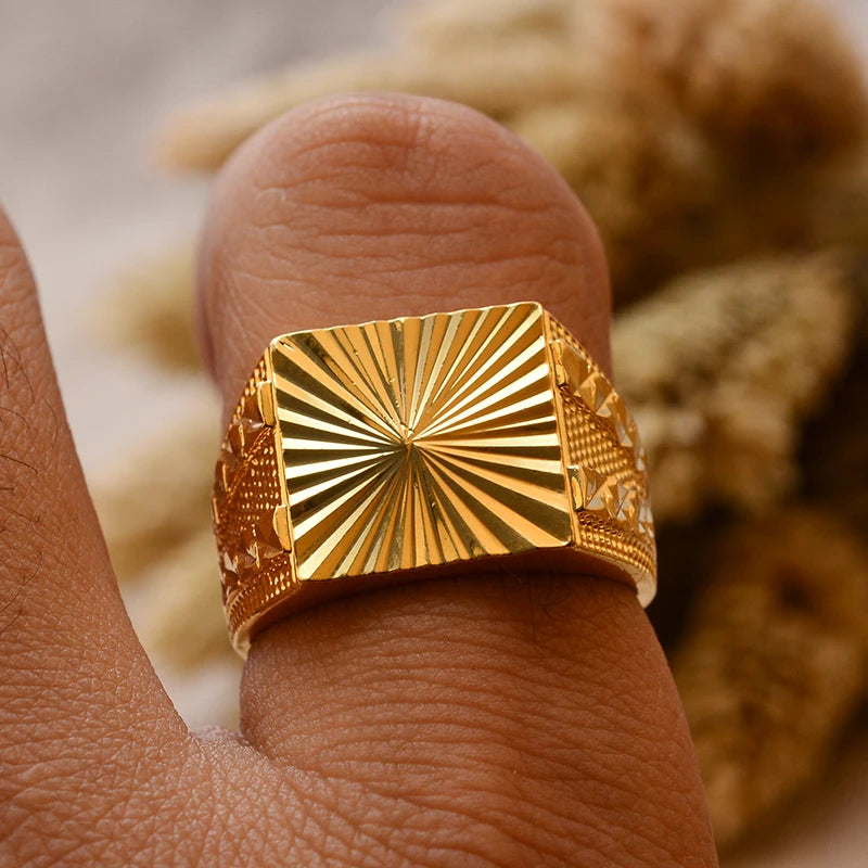 Dubai Gold Color Ring for Man Women  Arab Ring Copper Jewelry Middle Eastern Israel/Iraq/Oman Ring Gift