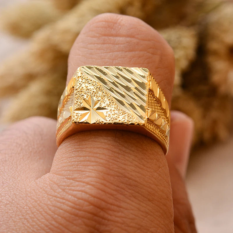Dubai Gold Color Ring for Man Women  Arab Ring Copper Jewelry Middle Eastern Israel/Iraq/Oman Ring Gift