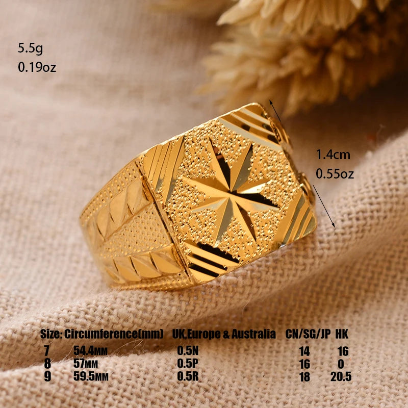Dubai Gold Color Ring for Man Women  Arab Ring Copper Jewelry Middle Eastern Israel/Iraq/Oman Ring Gift