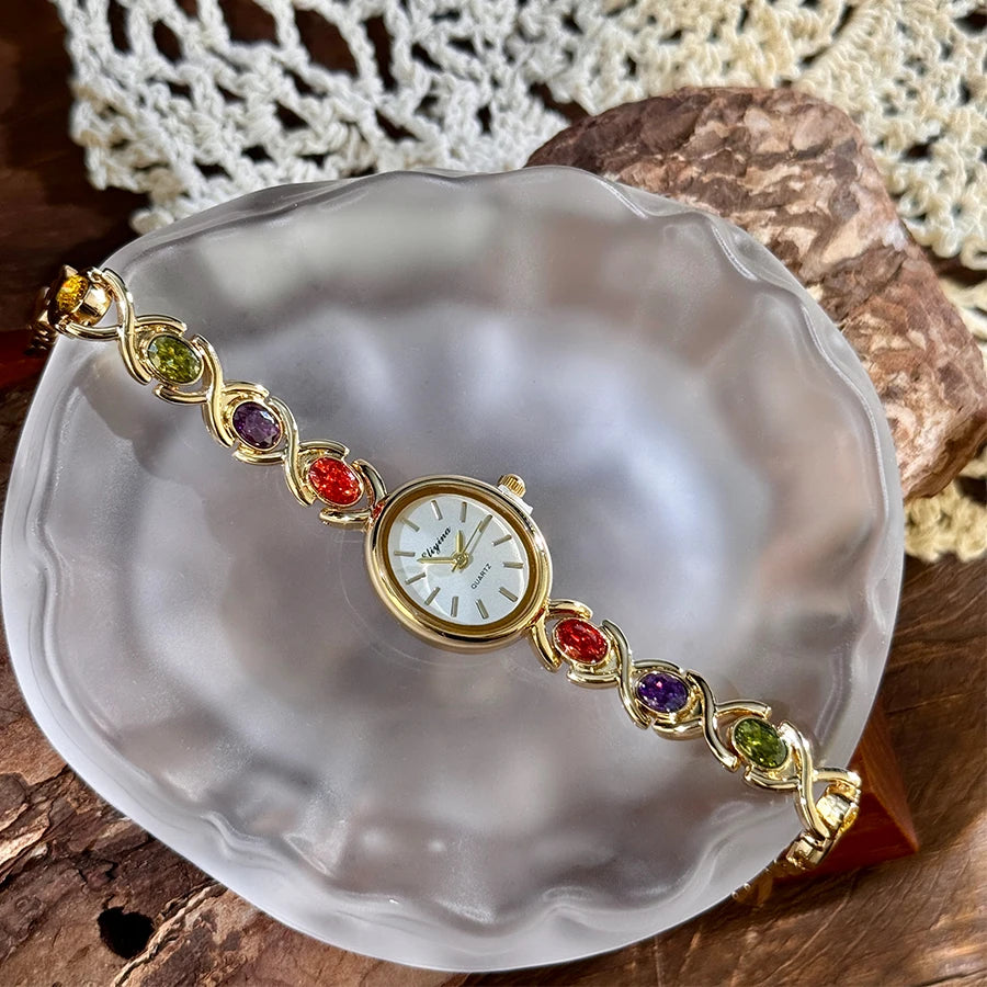 Retro Rainbow Quartz Watch for Women
