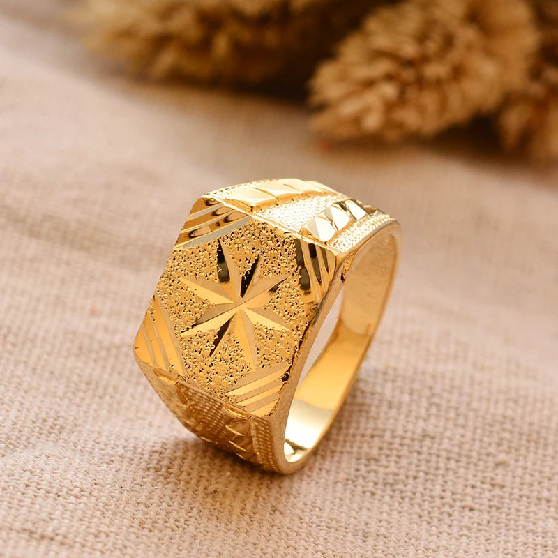 Dubai Gold Color Ring for Man Women  Arab Ring Copper Jewelry Middle Eastern Israel/Iraq/Oman Ring Gift