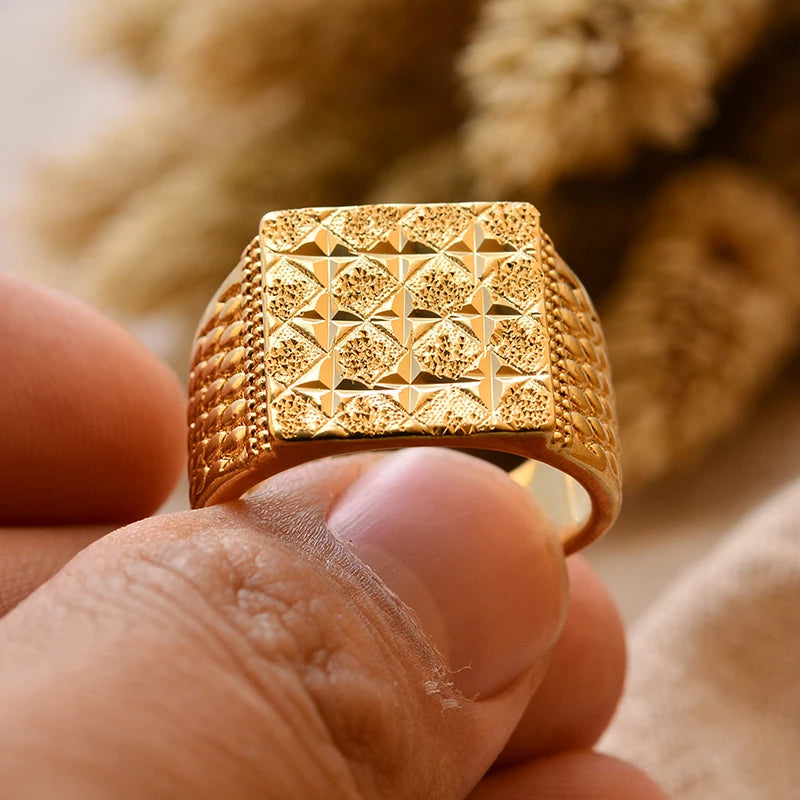 Dubai Gold Color Ring for Man Women  Arab Ring Copper Jewelry Middle Eastern Israel/Iraq/Oman Ring Gift