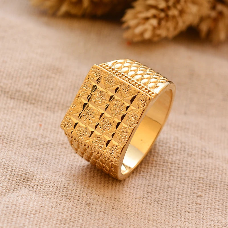 Dubai Gold Color Ring for Man Women  Arab Ring Copper Jewelry Middle Eastern Israel/Iraq/Oman Ring Gift