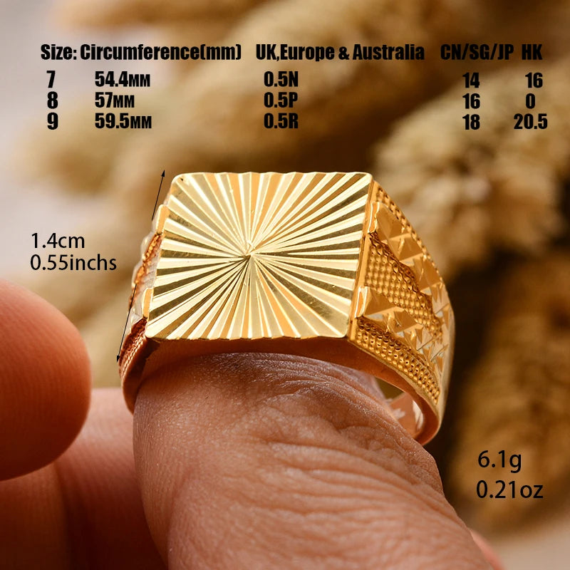 Dubai Gold Color Ring for Man Women  Arab Ring Copper Jewelry Middle Eastern Israel/Iraq/Oman Ring Gift