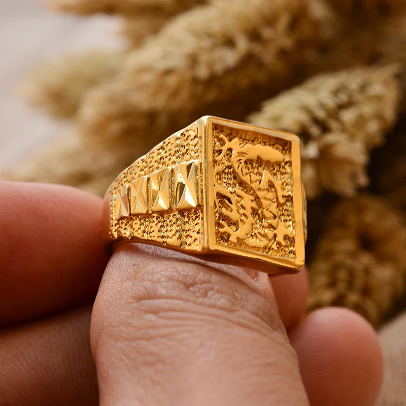 Dubai Gold Color Ring for Man Women  Arab Ring Copper Jewelry Middle Eastern Israel/Iraq/Oman Ring Gift
