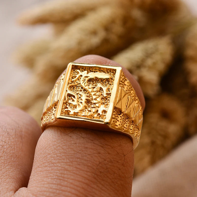 Dubai Gold Color Ring for Man Women  Arab Ring Copper Jewelry Middle Eastern Israel/Iraq/Oman Ring Gift