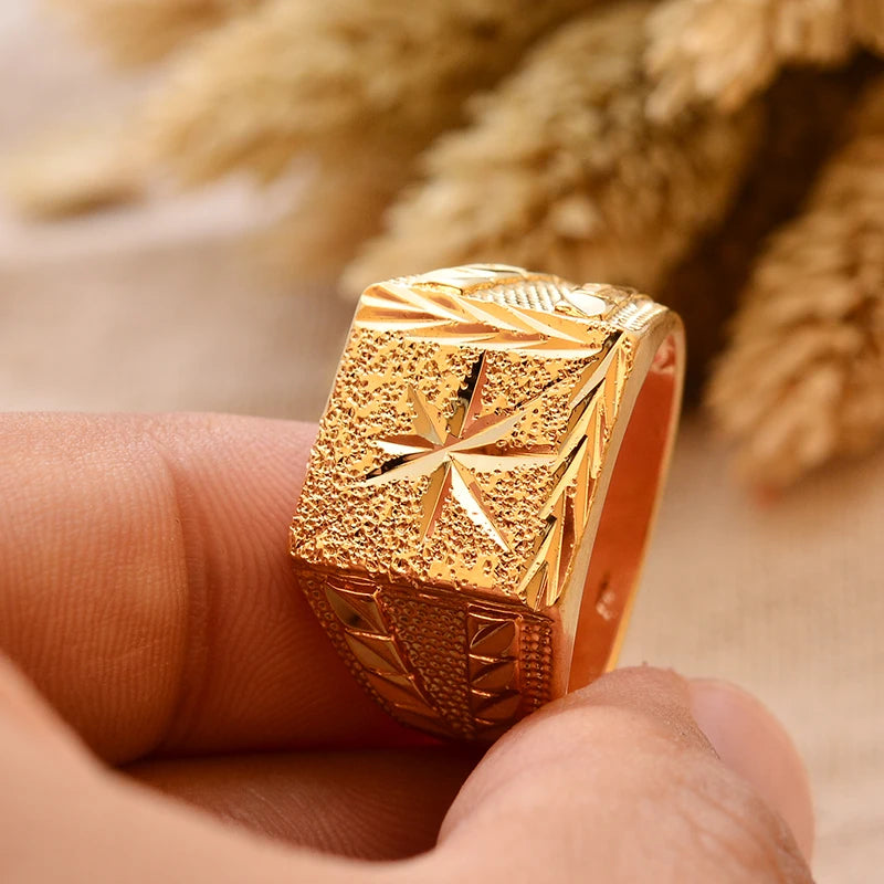 Dubai Gold Color Ring for Man Women  Arab Ring Copper Jewelry Middle Eastern Israel/Iraq/Oman Ring Gift