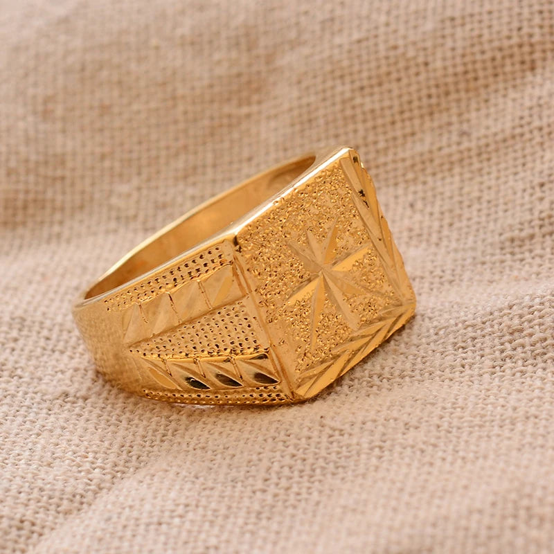 Dubai Gold Color Ring for Man Women  Arab Ring Copper Jewelry Middle Eastern Israel/Iraq/Oman Ring Gift