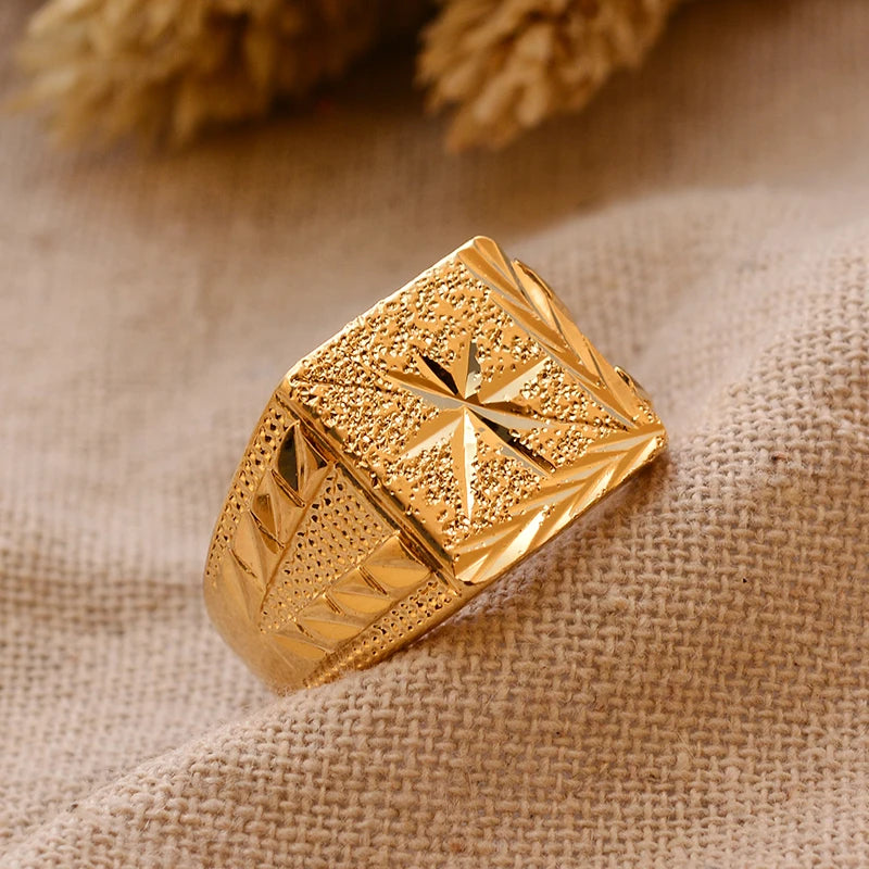 Dubai Gold Color Ring for Man Women  Arab Ring Copper Jewelry Middle Eastern Israel/Iraq/Oman Ring Gift