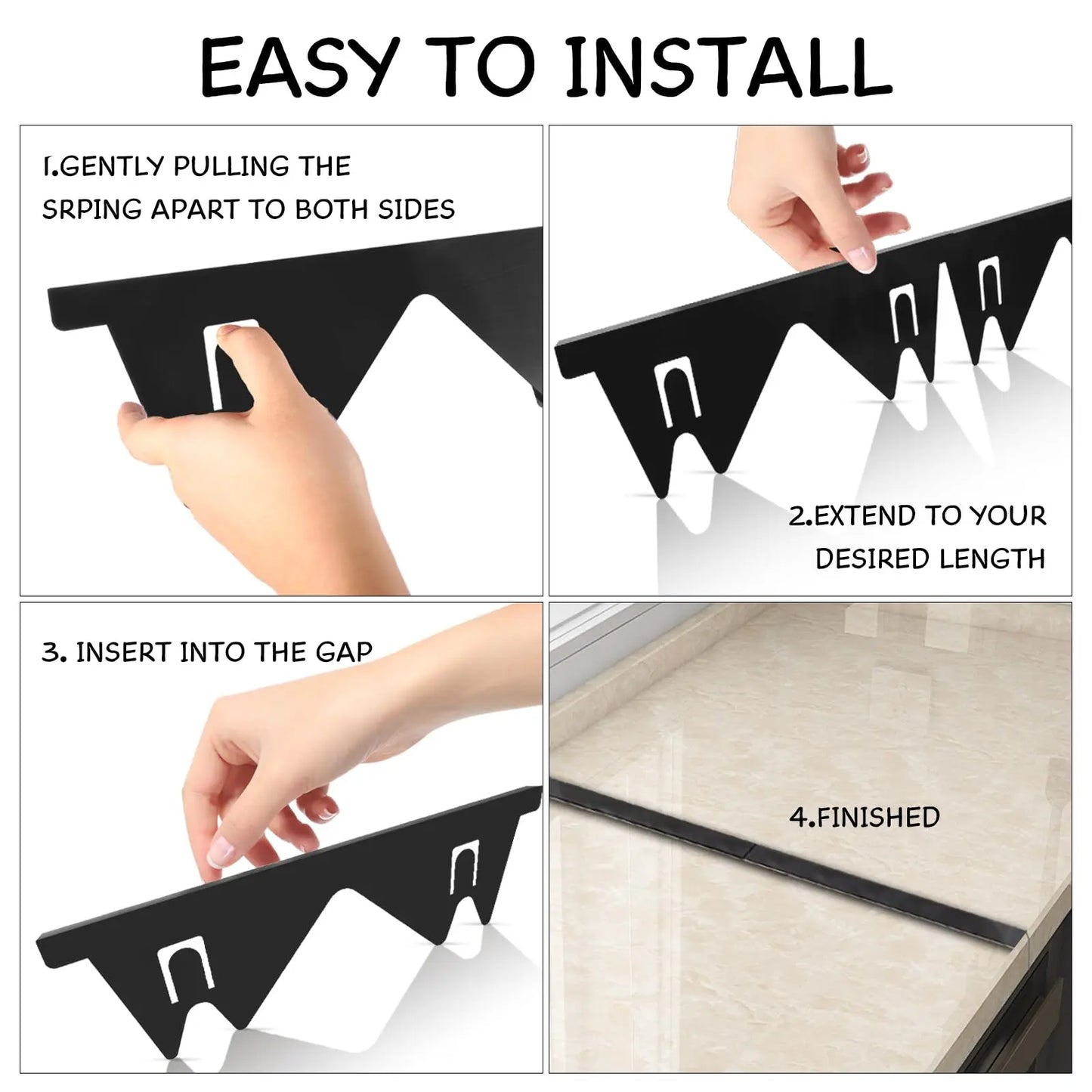 Stainless Steel Stove Gap Cover – Adjustable 35–70 cm