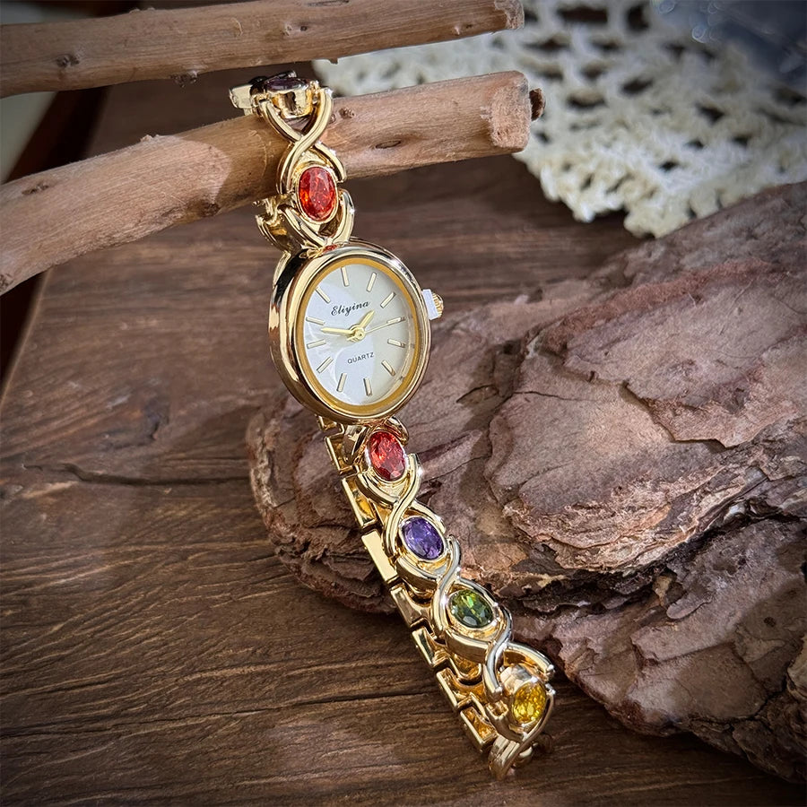 Retro Rainbow Quartz Watch for Women