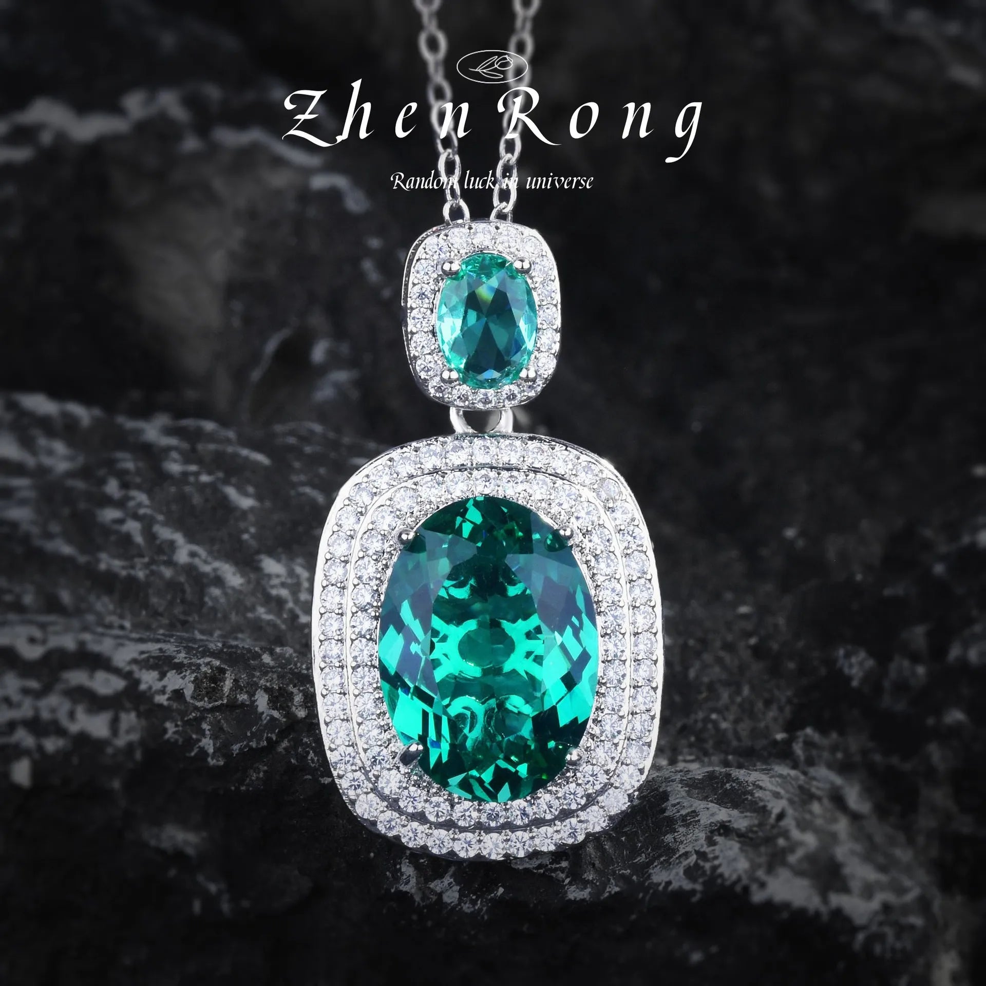 Women‘s Fashion 925 Silver Jewelry AAA CZ Emerald Pendant Necklace Ring Earring Female Vintage Elegant Wedding Party Jewelry Set