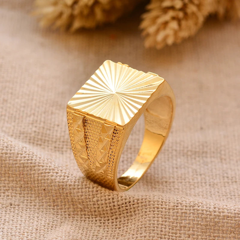 Dubai Gold Color Ring for Man Women  Arab Ring Copper Jewelry Middle Eastern Israel/Iraq/Oman Ring Gift