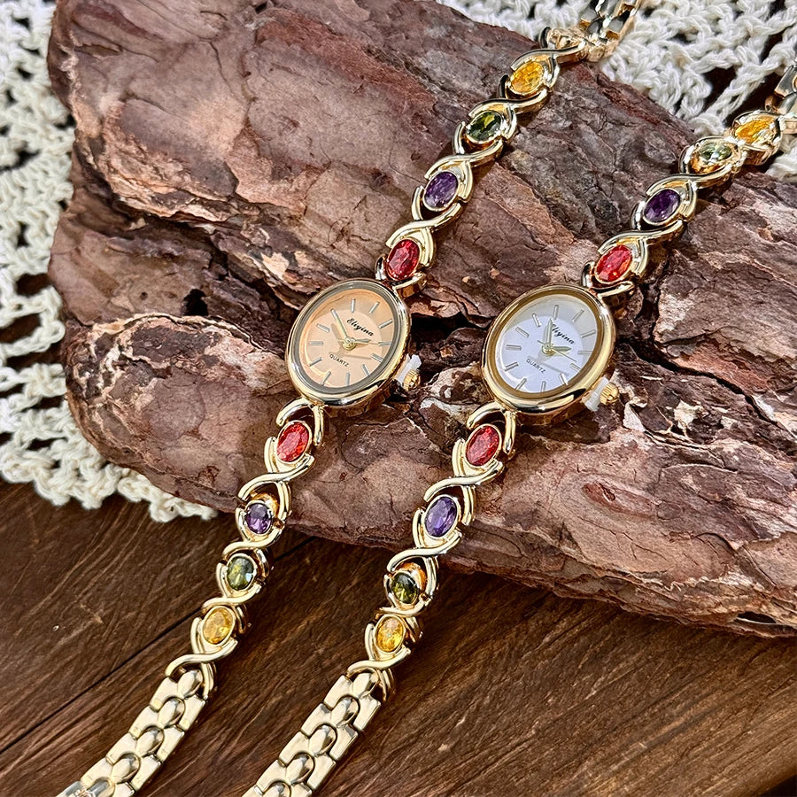 Retro Rainbow Quartz Watch for Women