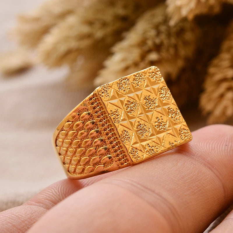 Dubai Gold Color Ring for Man Women  Arab Ring Copper Jewelry Middle Eastern Israel/Iraq/Oman Ring Gift