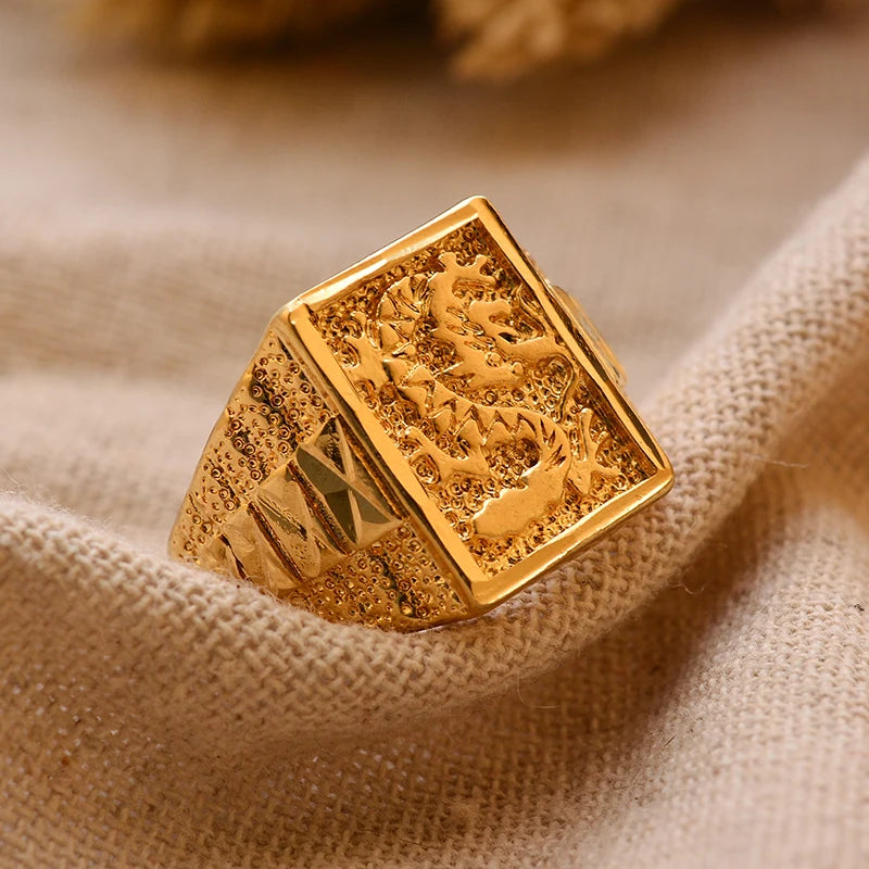 Dubai Gold Color Ring for Man Women  Arab Ring Copper Jewelry Middle Eastern Israel/Iraq/Oman Ring Gift