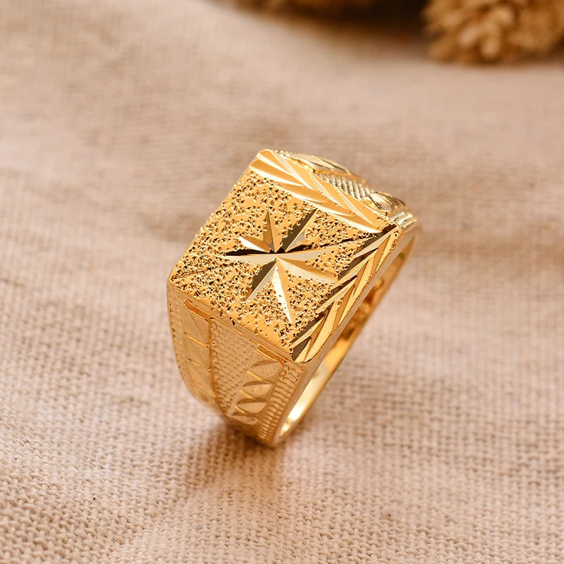 Dubai Gold Color Ring for Man Women  Arab Ring Copper Jewelry Middle Eastern Israel/Iraq/Oman Ring Gift