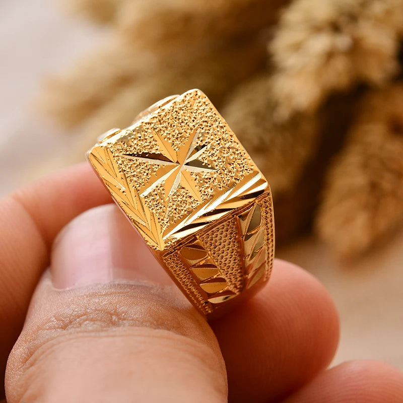 Dubai Gold Color Ring for Man Women  Arab Ring Copper Jewelry Middle Eastern Israel/Iraq/Oman Ring Gift