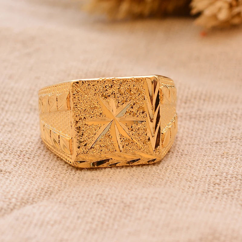 Dubai Gold Color Ring for Man Women  Arab Ring Copper Jewelry Middle Eastern Israel/Iraq/Oman Ring Gift