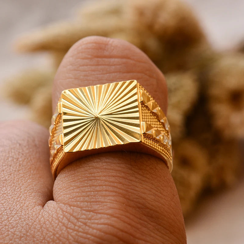 Dubai Gold Color Ring for Man Women  Arab Ring Copper Jewelry Middle Eastern Israel/Iraq/Oman Ring Gift