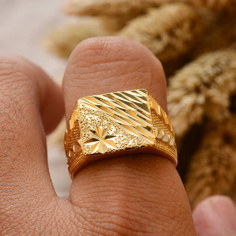 Dubai Gold Color Ring for Man Women  Arab Ring Copper Jewelry Middle Eastern Israel/Iraq/Oman Ring Gift