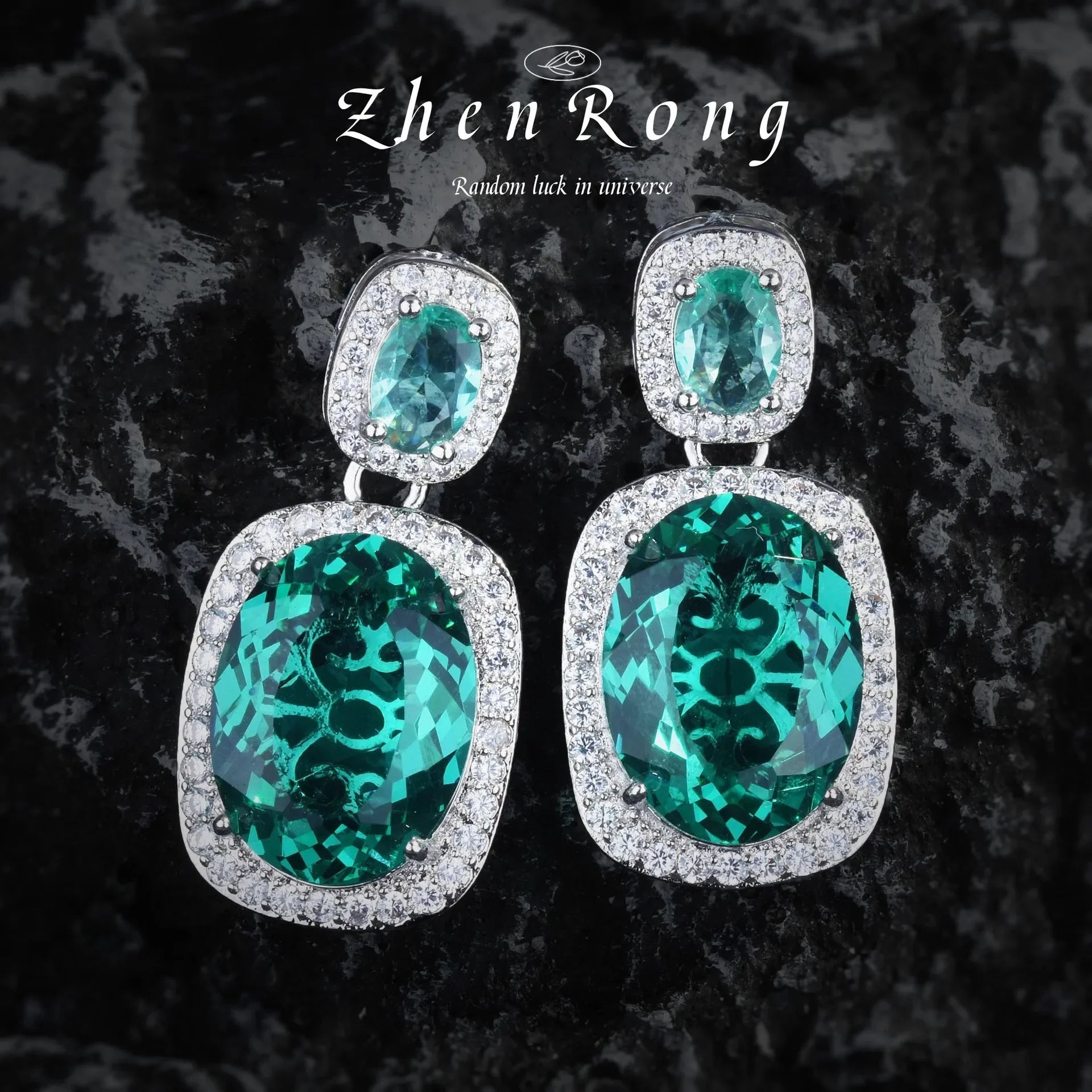Women‘s Fashion 925 Silver Jewelry AAA CZ Emerald Pendant Necklace Ring Earring Female Vintage Elegant Wedding Party Jewelry Set