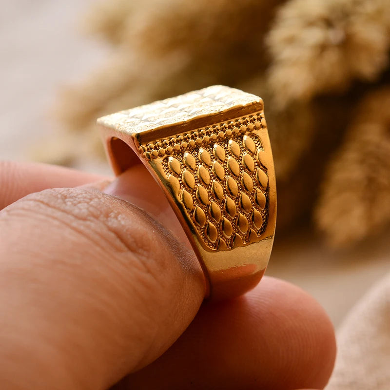 Dubai Gold Color Ring for Man Women  Arab Ring Copper Jewelry Middle Eastern Israel/Iraq/Oman Ring Gift