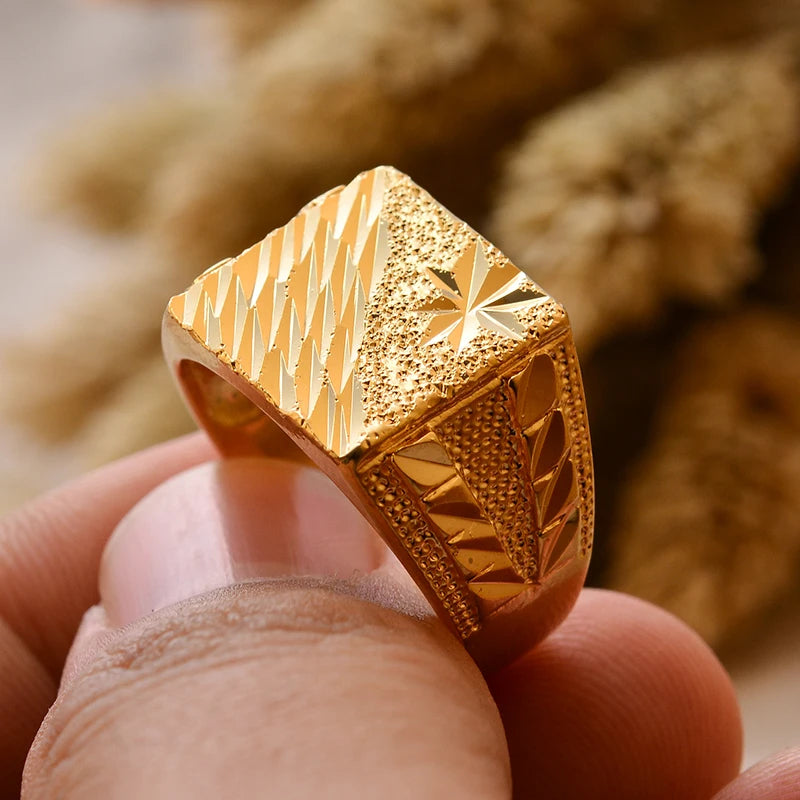 Dubai Gold Color Ring for Man Women  Arab Ring Copper Jewelry Middle Eastern Israel/Iraq/Oman Ring Gift