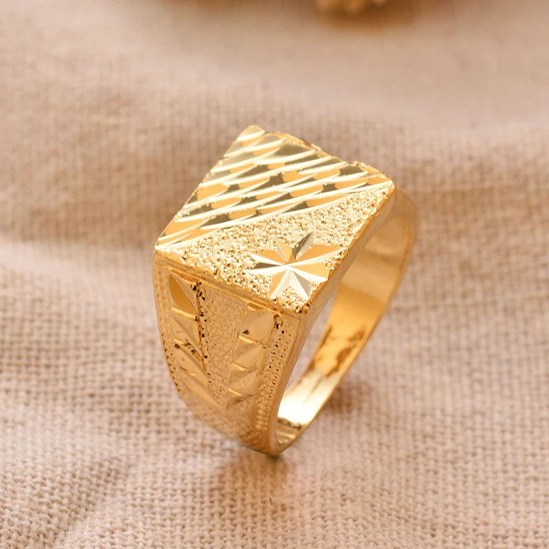 Dubai Gold Color Ring for Man Women  Arab Ring Copper Jewelry Middle Eastern Israel/Iraq/Oman Ring Gift