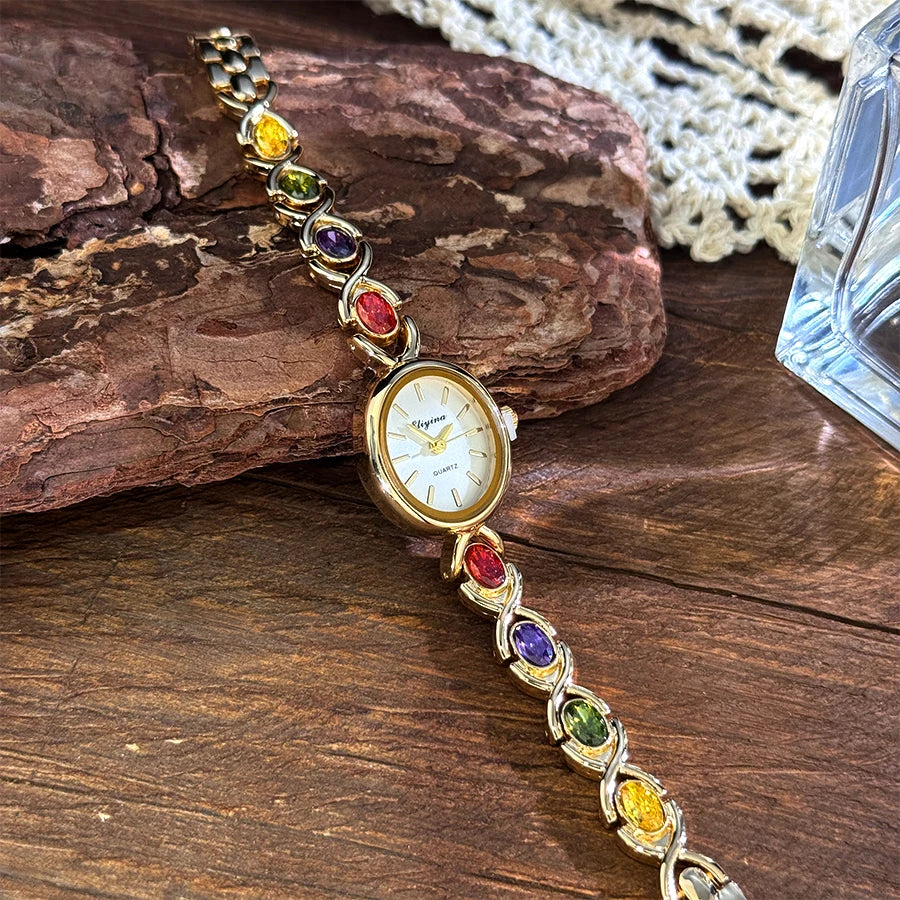 Retro Rainbow Quartz Watch for Women