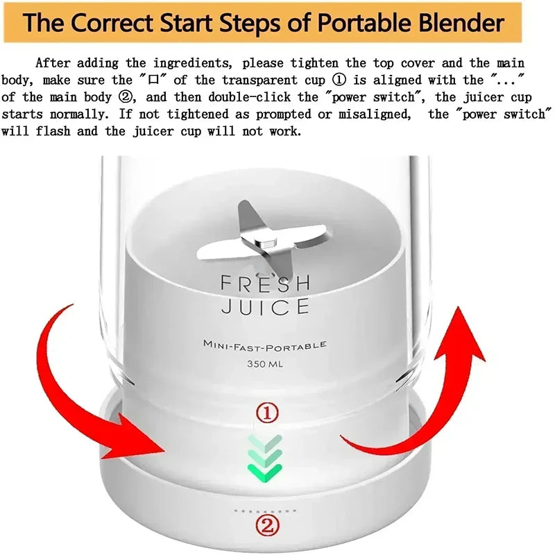 Portable USB Mini Blender & Juicer Cup, 350ml